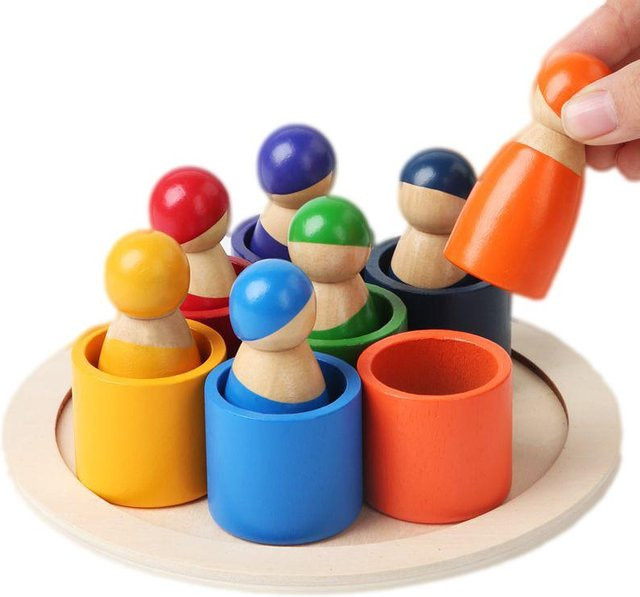 Toys-Glory Fourall Montessori Baby Holz Regenbogen Puzzle, Bunt / Mehrfarbig - Bild 1