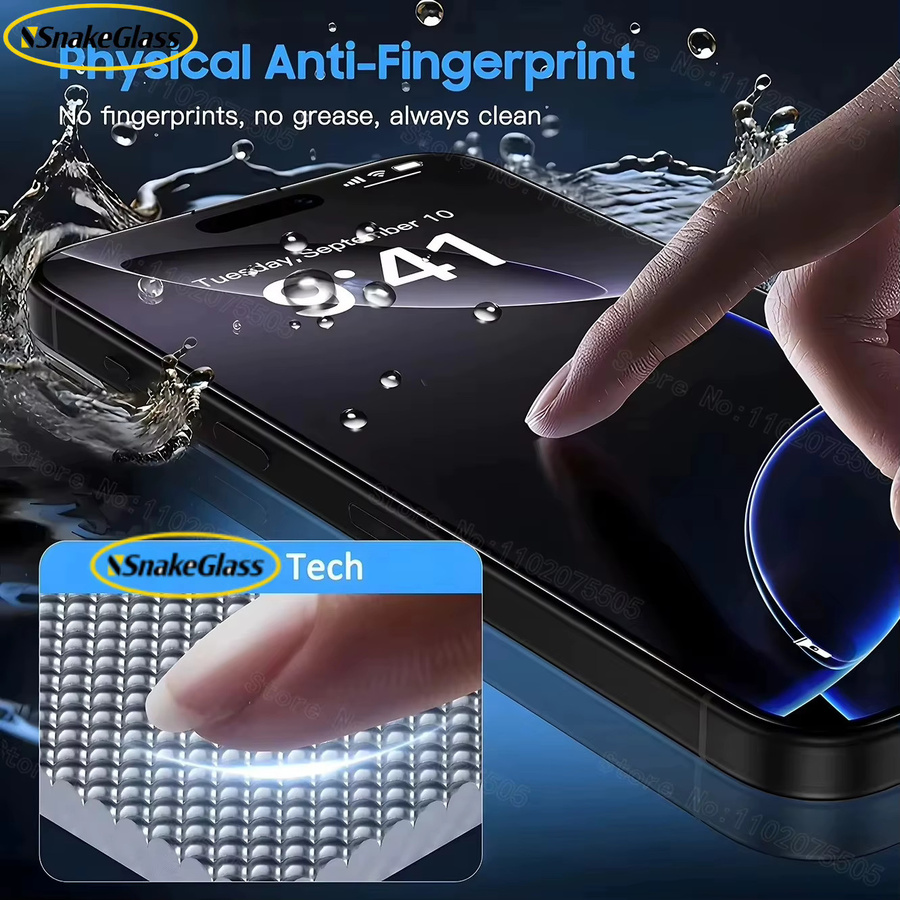 SnakeGlass Sichtschutz Panzerglas Displayschutzfolie Anti-Spy für iPhone 17 Pro Max, 17 Pro, 17, Air, 16e, 16, 15, 14, 13, 12, 11, XR, XS in Transparent - Bild 4