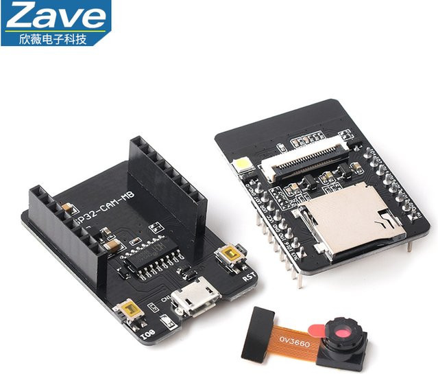 ZAVE ESP32-CAM Entwicklungsplatine mit WLAN, Bluetooth und OV3660 High-Definition-Kameramodul in Schwarz - Bild 1