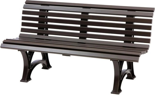 PROREGAL Gartenbank Jamaika 3 Sitzer aus wetterbeständigem Kunststoff in Braun, H x B x T: 80 x 150 x 64 cm - Bild 1