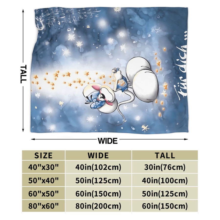 Weiche Flanell-Tagesdecke mit Diddl Cartoon-Motiv in Blau für Sofa und Bett - Bild 5
