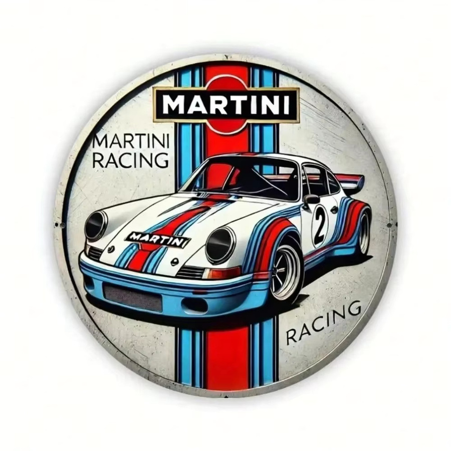 Martini Racing Metall-Wandkunst als gravierte Skulptur in Multicolour, Durchmesser: 20 cm - Bild 2