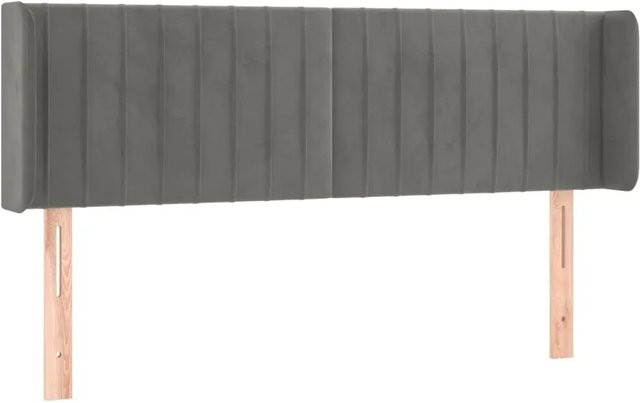 vidaXL LED Kopfteil aus Samt in Hellgrau mit USB-Ladeport und integrierter Beleuchtung, B/T/H: 147 x 16 x 78/88 cm - Bild 1
