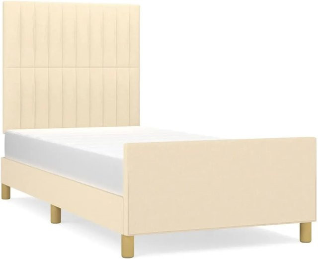 vidaXL Bettgestell mit Kopfteil in Beige aus Stoff und Holz B/T/H: 100 x 200 x 103 cm - Bild 1