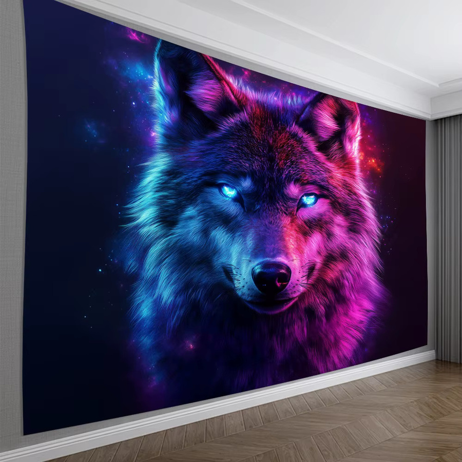 VIKAMA Wolf Totem Wandteppich im nordischen Stil, Mehrfarbig, B: 60 cm, H: 40 cm - Bild 4