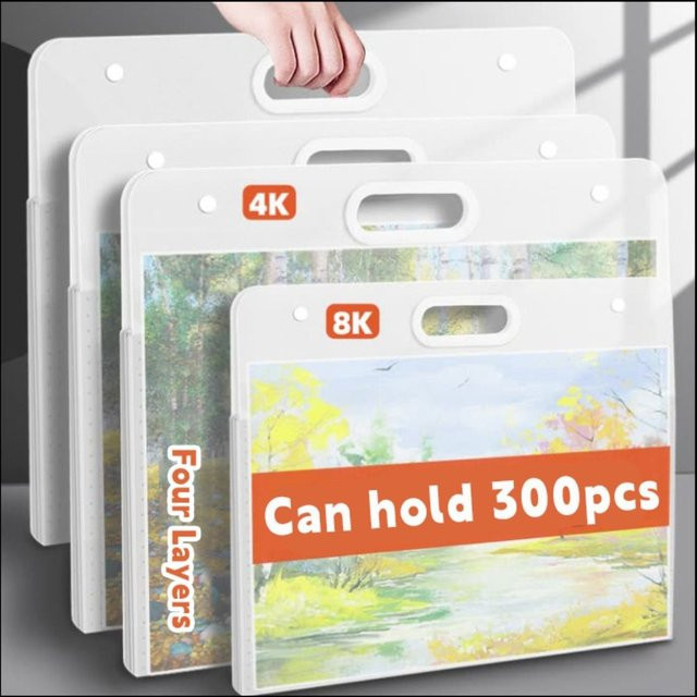 Transparente Aktenordner Aufbewahrungstasche aus Kunststoff mit vier Schichten für A2 A3 A4 Papier in Grau - Bild 1