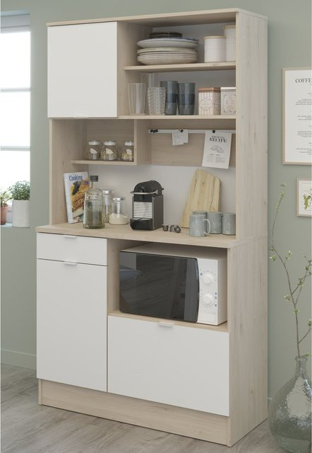Küchenbuffet Parisot Socool 11 in Weiß und Jackson-Eiche, modernes Design mit offenen Regalfächern, B/T/H: 185 x 100 x 45 cm - Bild 1