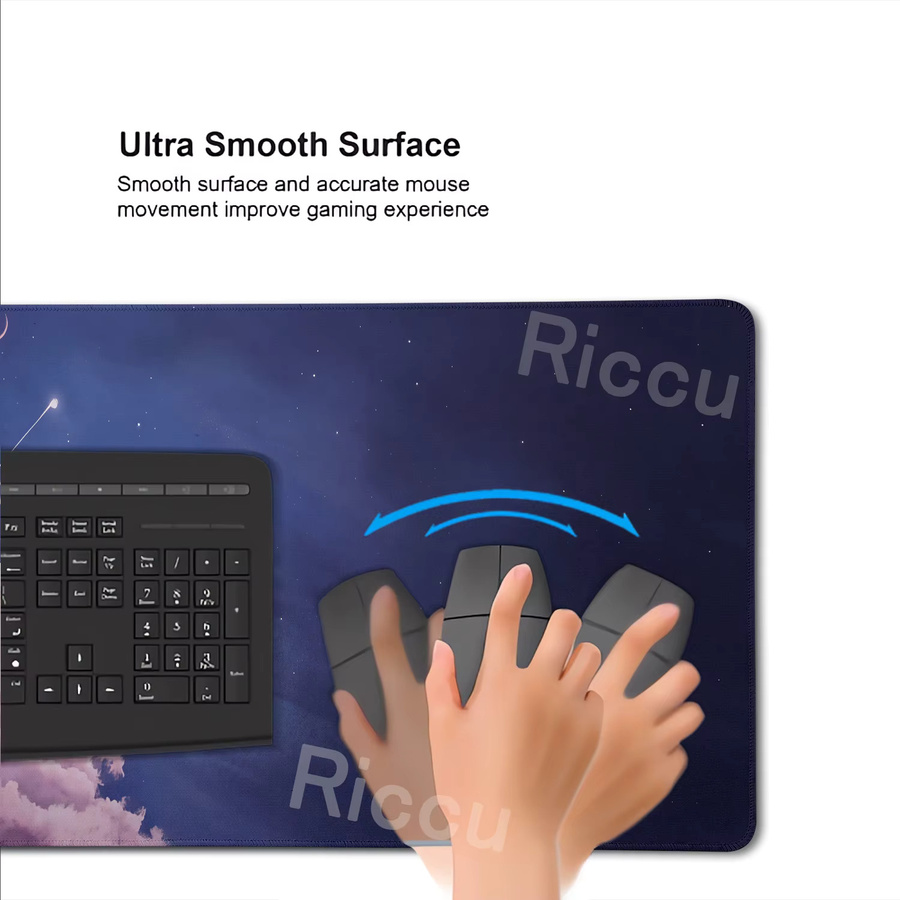 Riccu Cloud Sky Schreibtischunterlage mit Cartoon-Design, große rutschfeste Mauspad-Unterlage für Laptop und PC - Bild 3