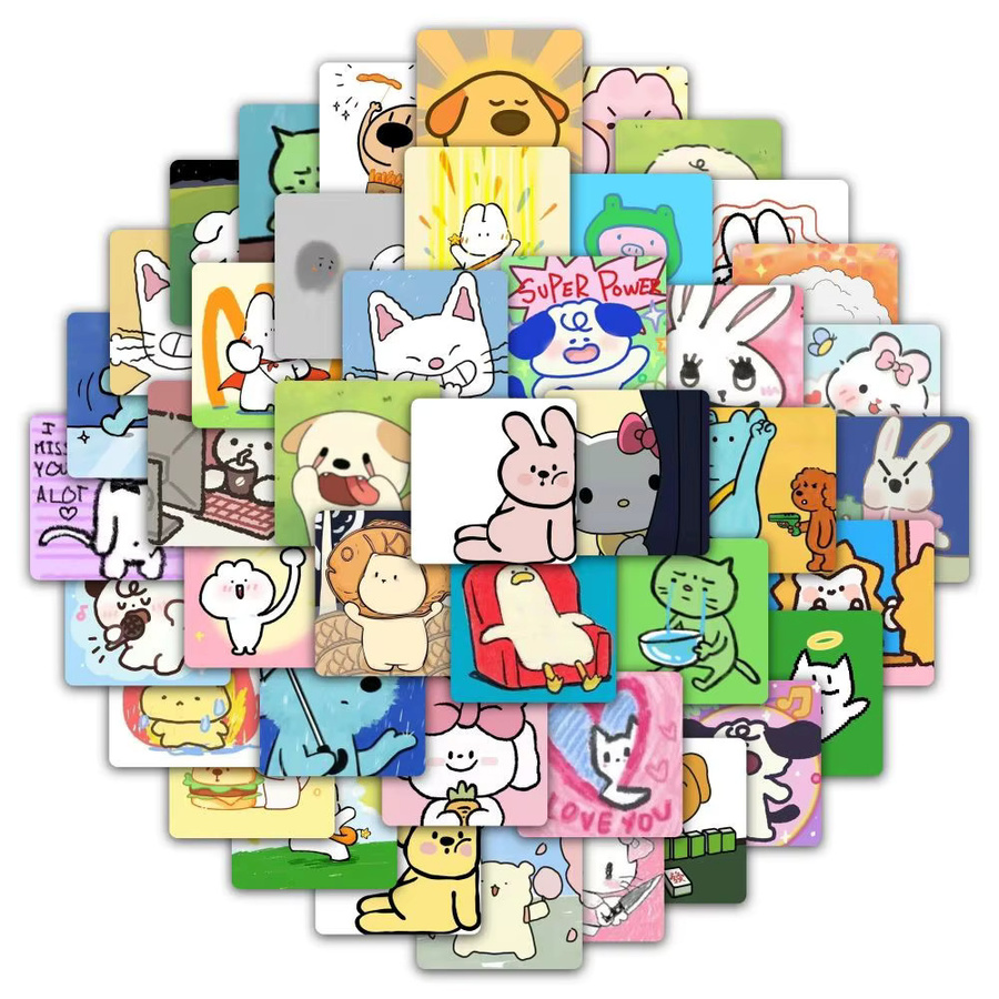 59 Cartoon-Tier-Avatar-Aufkleber, niedliche Kopf-Portrait-Aufkleber, multicolor - Bild 2