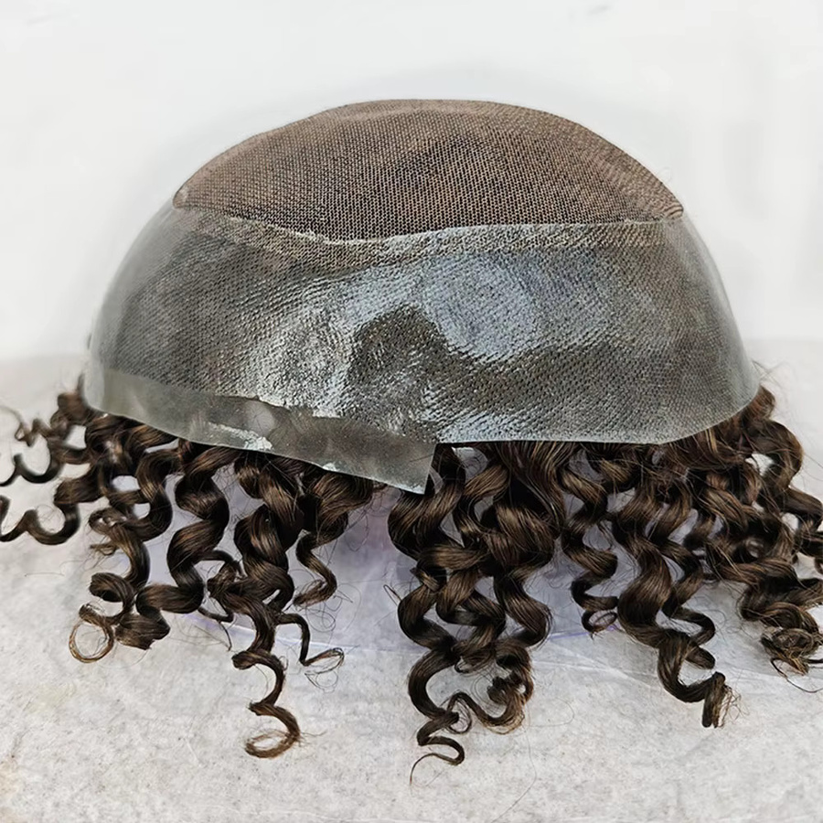 Teraman Echthaar Perücke für Herren, Kinky Curly, Braun, 8x10 Zoll - Bild 4