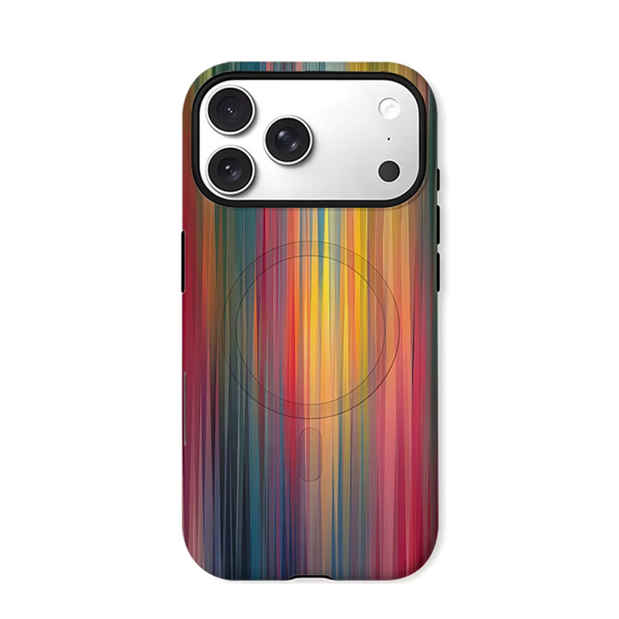 CaseChic MagSafe Schutzhülle mit Farbverlauf und vertikalen Streifen für iPhone 17 16 15 14 Pro Max Plus, matte stoßfeste PC-Hülle, Multicolour - Bild 5