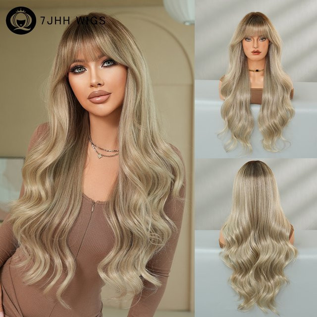 7JHH WIGS Perücke, lange lockige Wellen, Aschsilber, Damen - Bild 1