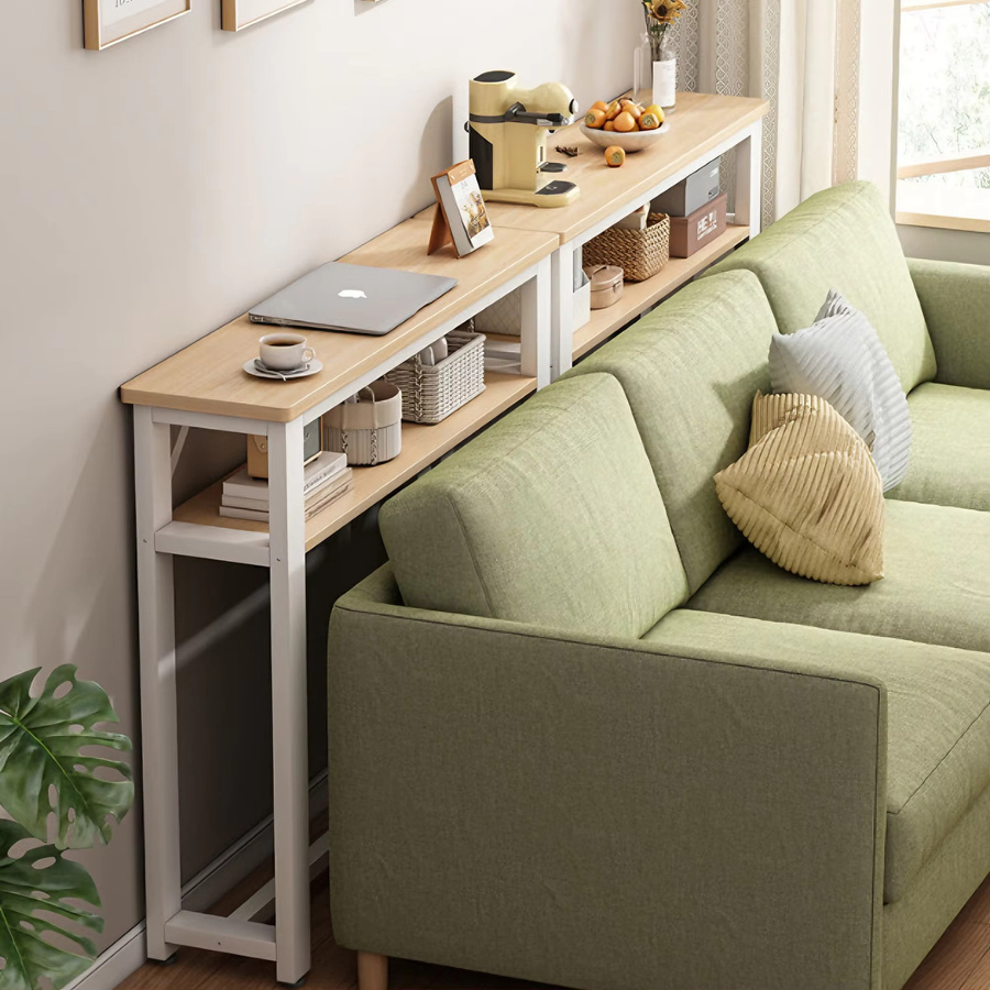 Multifunktionales LIUSHADUOLA Sofa-Rückenregal und Couchtisch aus Holz in Weiß - Bild 1