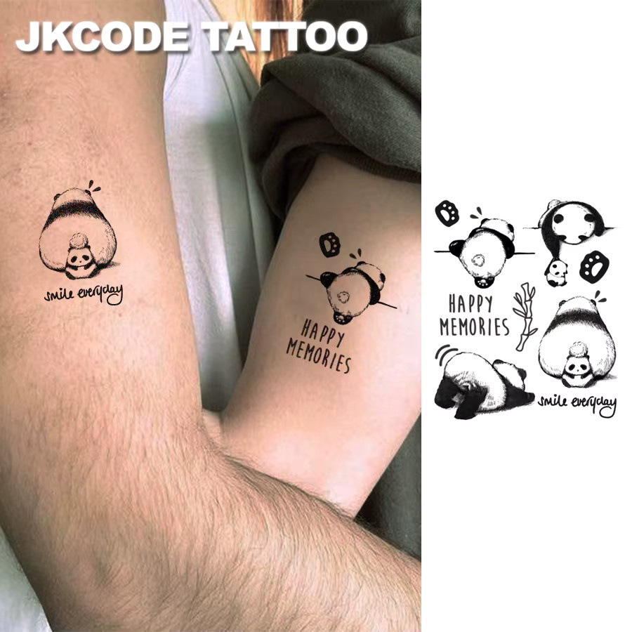 JKCODE TATTOO Panda-Familie Kräutertattoo-Aufkleber, Damen - Bild 2