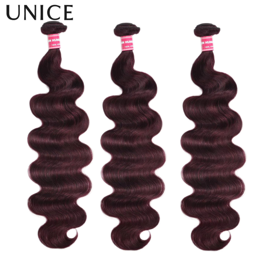UNice Purple Black Cherry Body Wave Bundles, 1-4 Stück, Echthaar - Bild 3