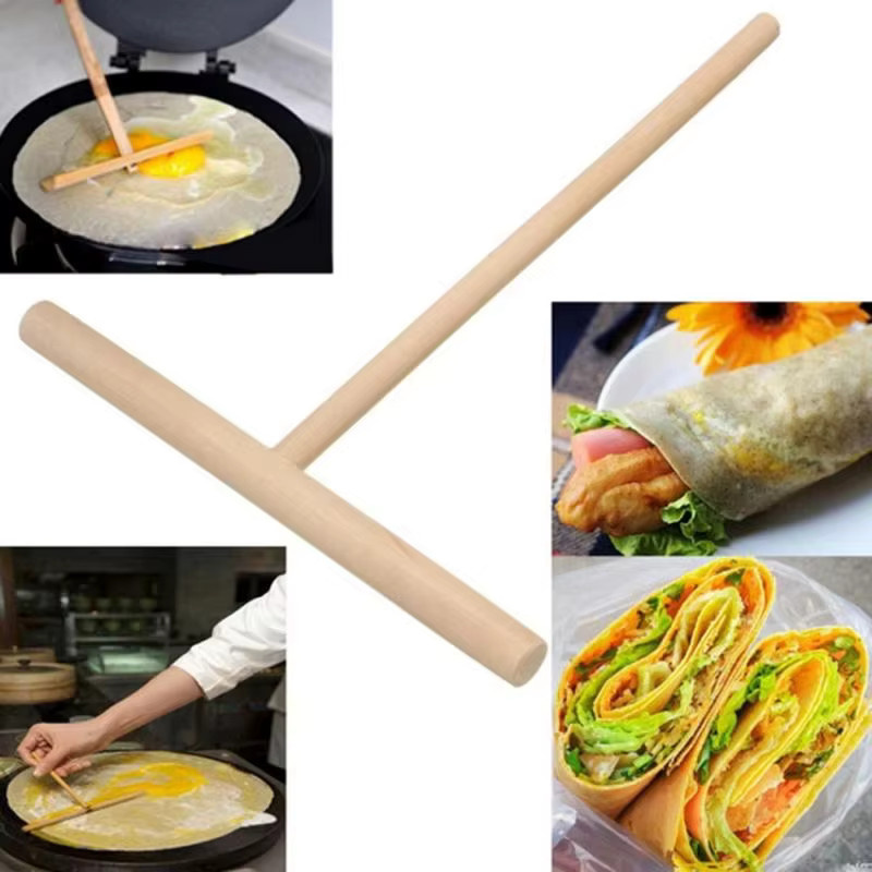 CZSAE T-Form Holz Crepe Maker Teigverteiler aus Holz in Braun - Bild 2