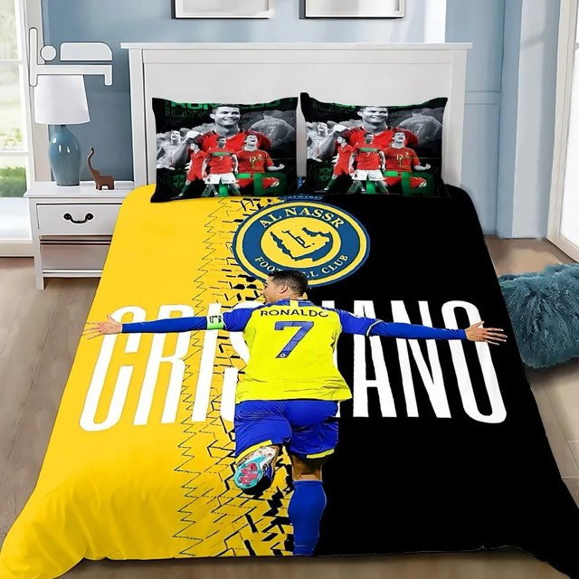 Bettwäscheset Lodestar Fußball CR7 Ronaldo 3-teilig aus Mikrofaser, Gelb, B/H: 245 x 210 cm - Bild 1