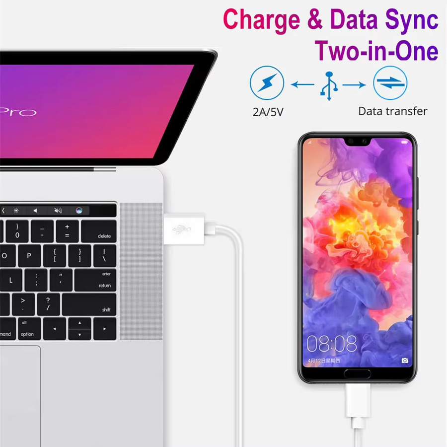 NNBILI Micro-USB-Schnellladekabel und USB-C-Datenkabel für Android-Smartphones in Schwarz oder Weiß - Bild 2