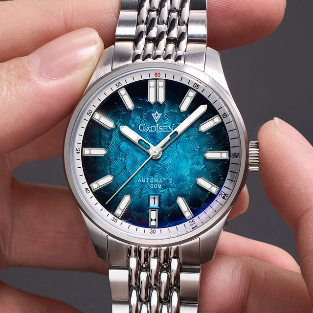CADISEN Armbanduhr Automatik, blaues Zifferblatt, Edelstahl, Herren - Bild 1