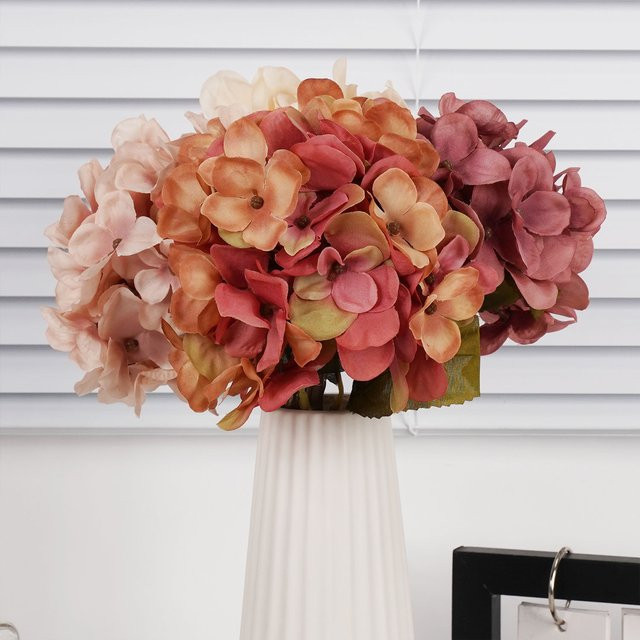 Uflower Künstliche Hortensie aus Seide in Champagne, dekorativer Blumenstrauß für Hochzeit und Party, Höhe: 36 cm - Bild 1