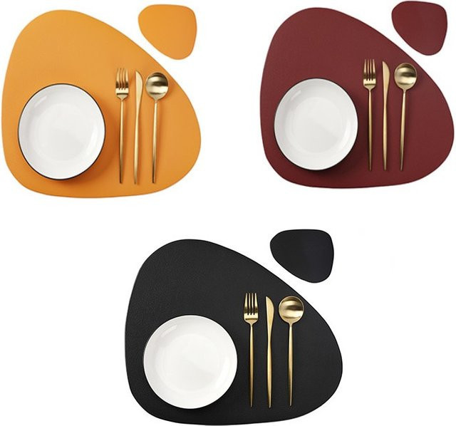 Inyahome Esszimmer-Tischsets aus schwarzem Leder, waschbare Platzsets für Küche und Terrasse - Bild 1