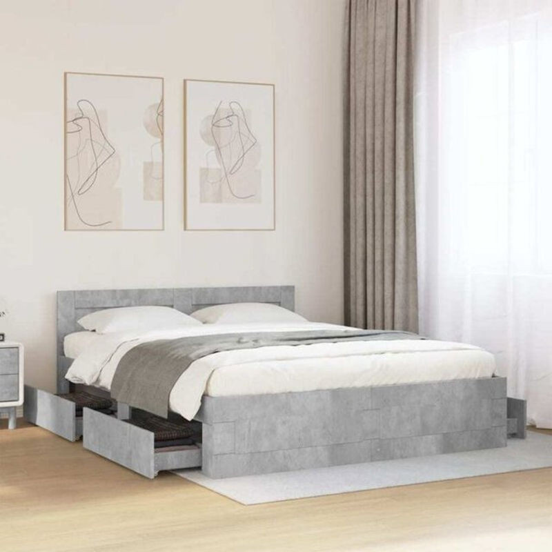 Vidaxl Funktionsbett mit Kopfteil aus Holzwerkstoff in Grau, B/T/H: 160 x 200 cm - Bild 1