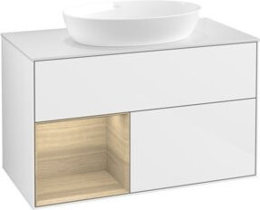V&B Waschtischunterschrank Finion 100 in Weiß lackiert mit offener Ablagefläche - Bild 1