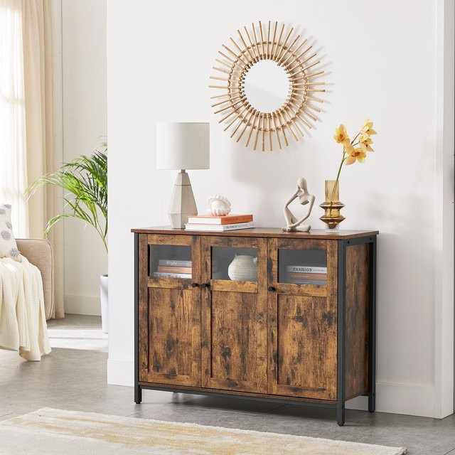 Vasagle Dressoir mit Glastüren in Braun, B/T/H: 100 x 35 x 75 cm - Bild 1