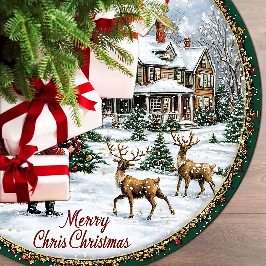VIKAMA Weihnachtsbaumkleid in Multicolour mit weihnachtlichem Motiv als dekorativer Baumboden und Staubschutz - Bild 4