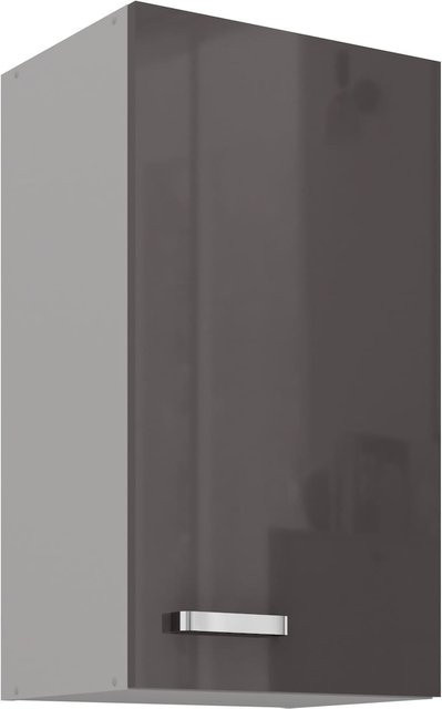 Küchen Hängeschrank Grey Bianca in Grau Hochglanz mit 2 Einlegböden - Bild 1