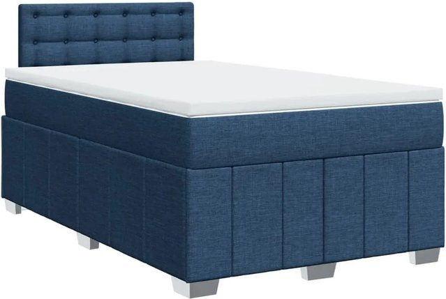 vidaXL Boxspringbett mit Matratze Blau, Hybridbett mit USB-Ladeanschluss und Unterbettbeleuchtung, B/T: 120 x 190 cm - Bild 1