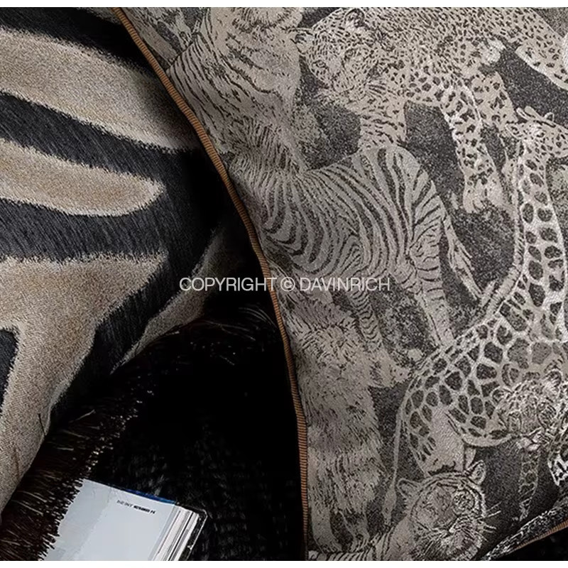 DAVINRICH Moderner Zebra-Scatter-Kissenbezug in Schwarz mit Quasten und Fransen - Bild 4