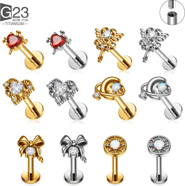 UHERA Ohrpiercing Schleifenknoten Herz, Titan, Zirkonia, Unisex - Bild 1