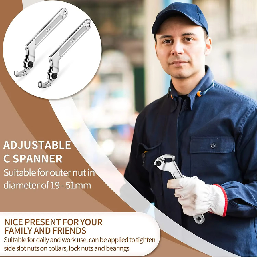 FATCOOL Universalschlüssel-Satz aus Chrom-Vanadium in Silber für runde und quadratische Köpfe - Bild 3