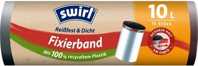 Swirl Fixierband-Müllbeutel 10, transparent, 15 Stück - Bild 1