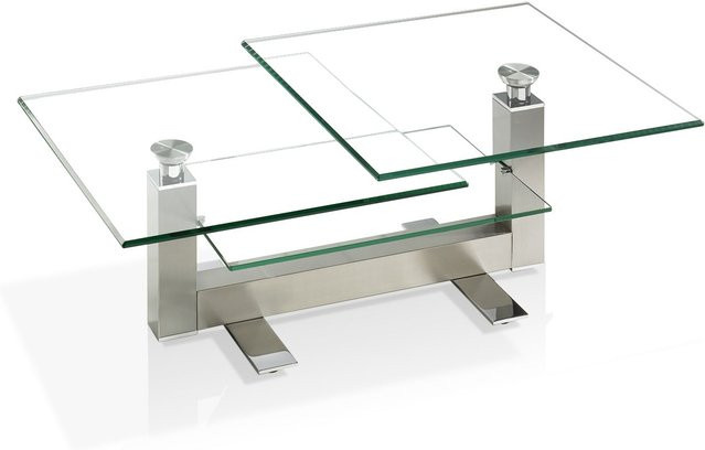Couchtisch HASSE 8266NK modern mit Klarglas und silbernem Metallgestell, B/T/H: 148 x 70 x 47 cm - Bild 1