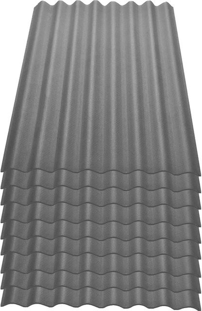 9er Pack Onduline Easyline Bitumen-Dachplatten intensiv grau, B/H: 76 x 100 cm, Dicke: 2,6 mm, Profil 95/38 - Bild 1