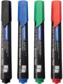 MAGNETOPLAN Boardmarker Strich-B Set mit Rundspitze, Strichstärke 1,5-3 mm, Farben: Blau, Grün, Rot, Schwarz - Bild 1