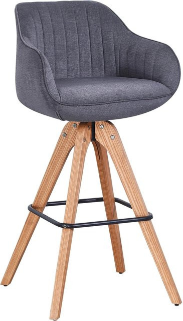 Mömax Barhocker modern in Grau und Eichefarben mit Stoffbezug - Bild 1