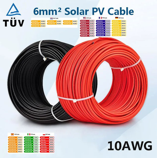 EVSOLAR Solarkabel PV Kabel aus hochwertigem Kupfer in Schwarz oder Rot - Bild 1