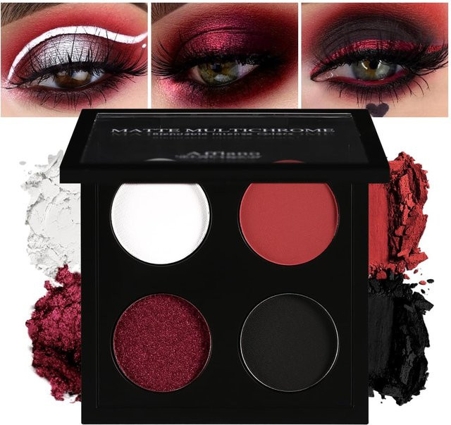 Afflano Lidschatten-Palette, Schwarz, Rot, matt, glitzernd, metallisch - Bild 1