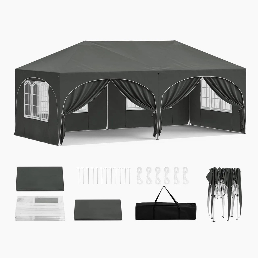 WOLTU Pavillon Grau B/T/H: 600 x 300 x 250 cm mit UV-Schutz und wasserabweisendem 210D Oxford-Gewebe - Bild 2