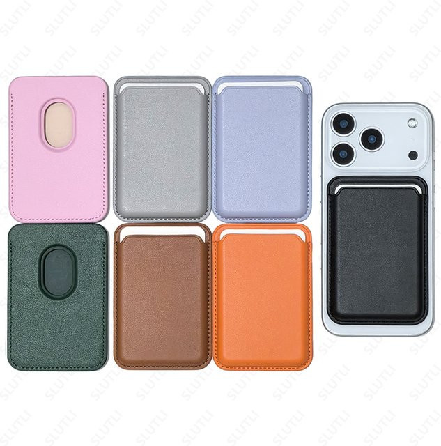 SLUTLI Magnetische Leder-Brieftaschenhülle mit Kartenhalter und Magnetverschluss für iPhone und Samsung kompatibel in Schwarz oder Grau - Bild 1