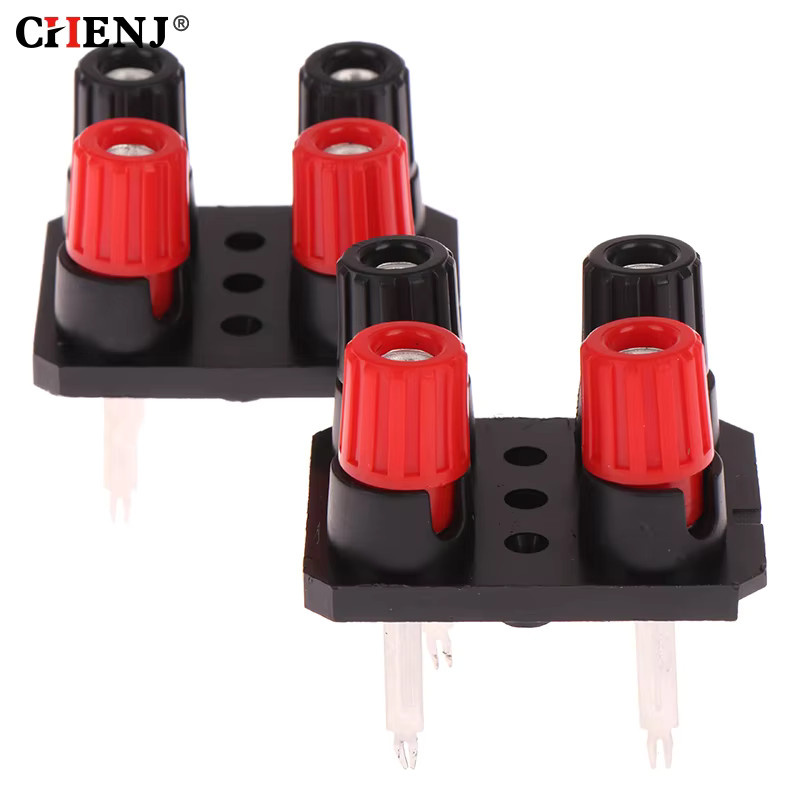 CHENJ 2 Stück Externe Bananenstecker 4-Pin Lautsprecher-Verstärker-Kabelclip-Buchse WP4-10 Anschluss in Rot - Bild 2