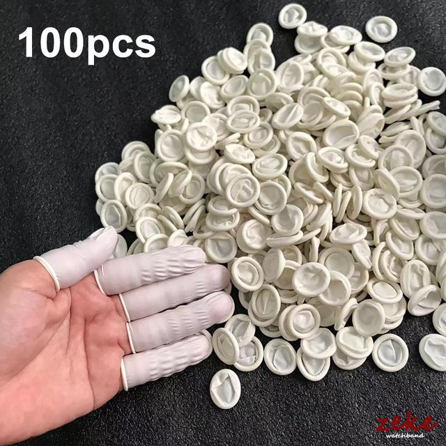 crazyband 100 Stück Einweg-Fingerspitzen-Schutzhandschuhe aus Naturkautschuk, rutschfest und antistatisch, Latex-Fingerlinge in elastischer Ausführung - Bild 1