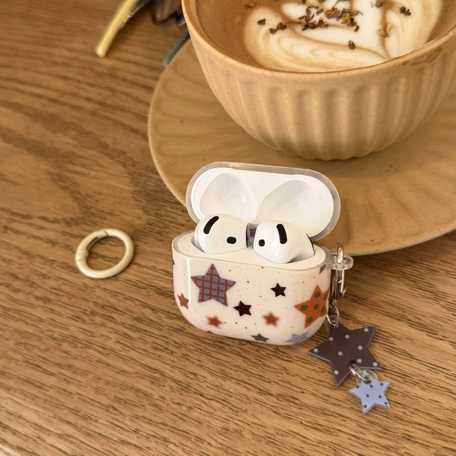 Bunte Sterne Cartoon Kopfhörerhülle mit Bluetooth-Ladebox und Anhänger für Apple AirPods 1, 3, Pro 2 und 2.4 in Multicolour - Bild 3