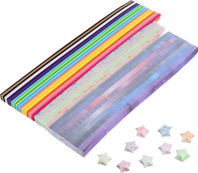 1290 Stück Origami Stern Papier Streifen in Multicolour für DIY Bastelarbeiten und Dekoration - Bild 1