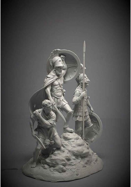 MEEKLION MODEL Antiker griechischer Krieger, Harzmodellbausatz, Militär, 3-teiliges Set - Bild 1