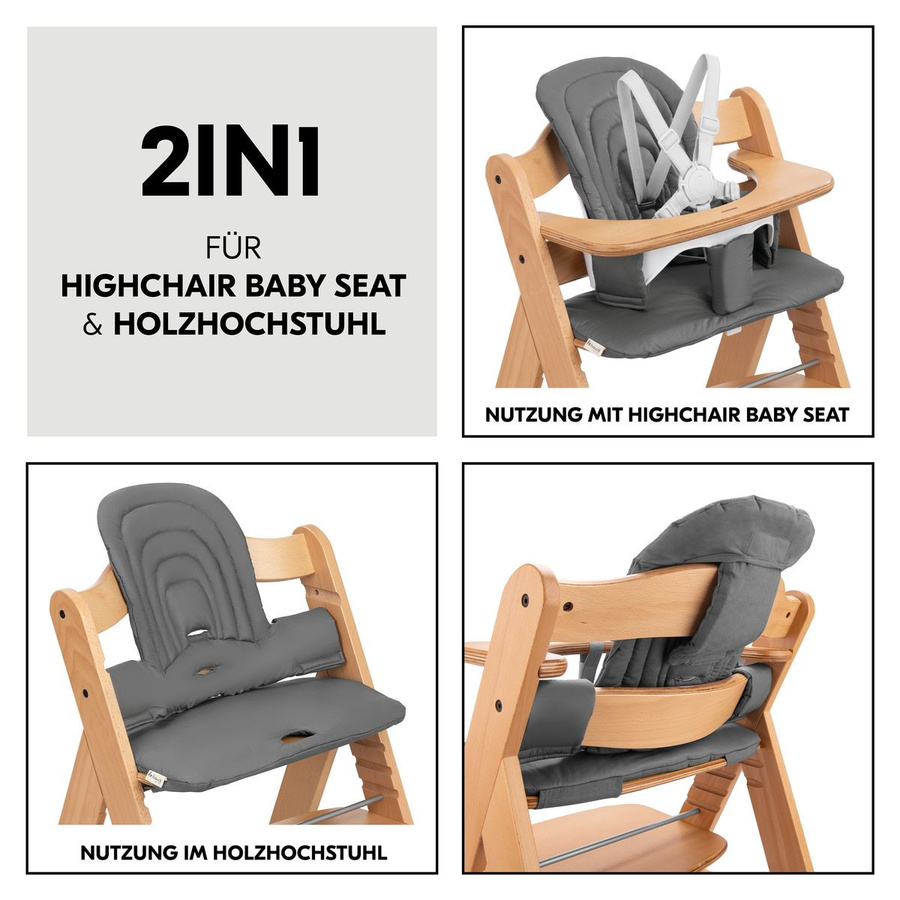 Hauck Hochstuhl Arketa Oak in Eiche mit Baby Seat und Sitzpolster, Farbe Dark Grey - Bild 6
