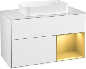 V&B Waschtischunterschrank Finion 100 mit Wandbeleuchtung in Weiß lackiert - Bild 1